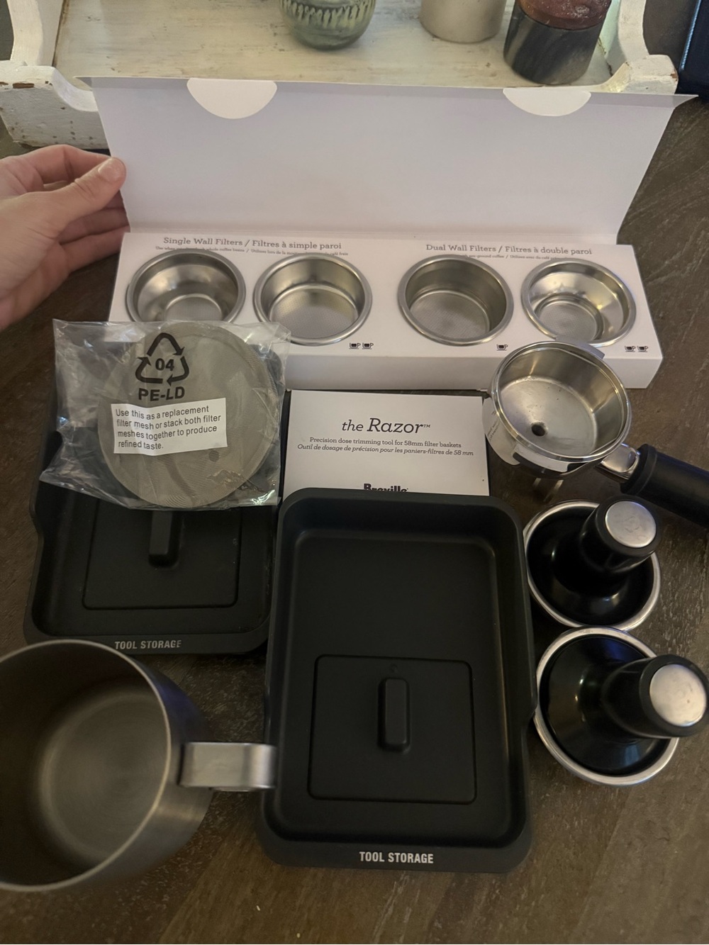 Breville Razor & Espresso Portafilter Accessories - Stainless Steel + Black